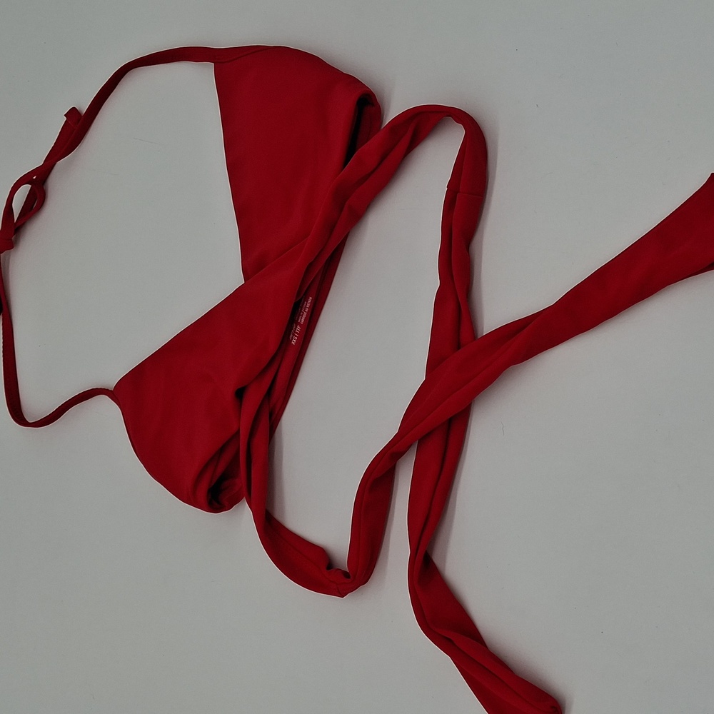 Aerie Wrap Halter Bikini Top Red XXS